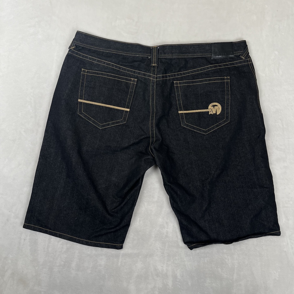 Vintage Mecca Denim Shorts Mens 46 Black Dark Wash 14 Inseam Y2K Hip Hop